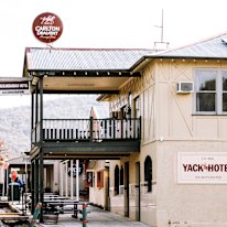Outside the Yackandandah Hotel, which has recently reopened on High Street.