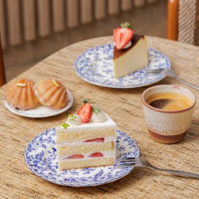 Strawberry and cream layer cake plus other desserts at Tori’s.