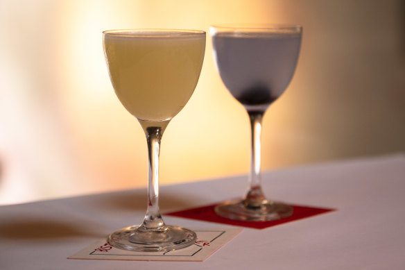 The French-twist on a daiquiri and an Aviation cocktail. 