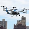 A Joby electric air taxi approaching the Downtown Skyport in New York last month.