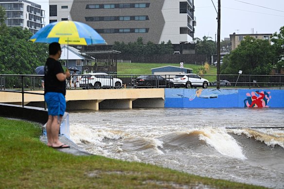 Norman Creek overflows at Hanlon Park.