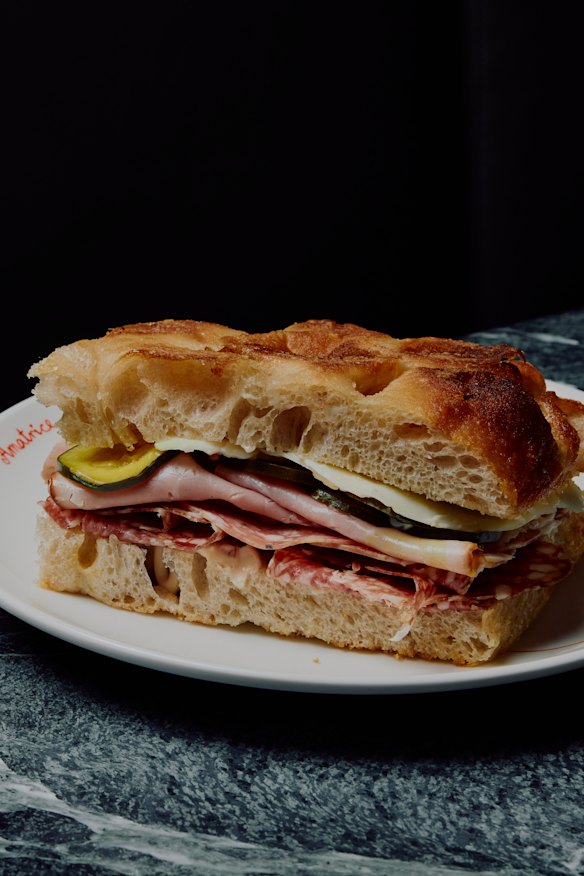Caffe Amatrice’s focaccias are filled to order. 