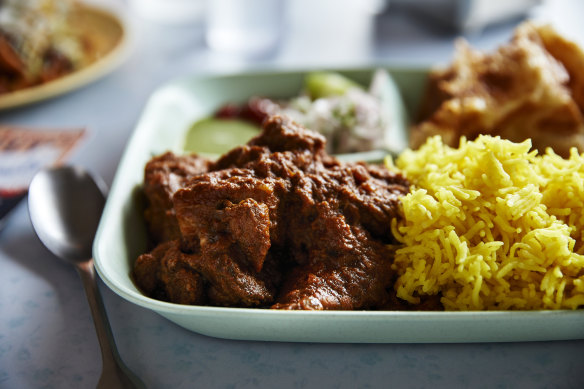 Pork vindaloo plate.