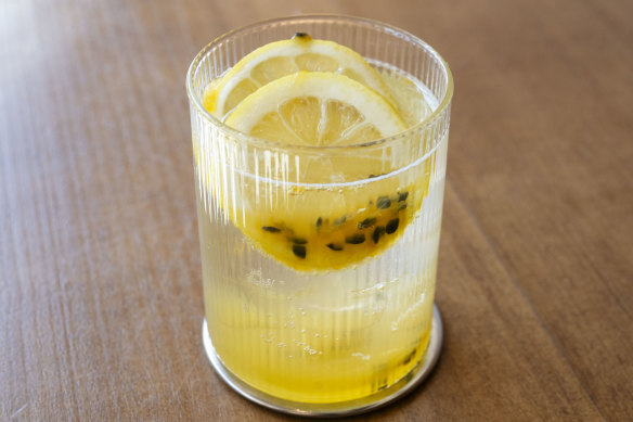 Lemon passionfruit soda. 