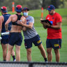 Under-fire Demons coach Simon Goodwin fronts training at Casey Fields