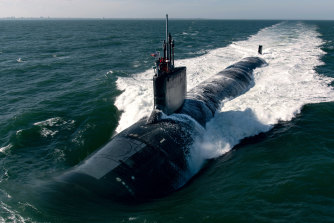 Submarinul american din clasa Virginia, care ar putea sta la baza planificării flotei australiane de submarine cu propulsie nucleară.