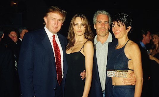 Donald Trump and his future wife, Melania, with Jeffrey Epstein and Ghislaine Maxwell in 2000.