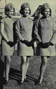 The new uniform for Qantas Airways  hostesses was on display for the first time at Sydney Airport on June 13, 1969. 