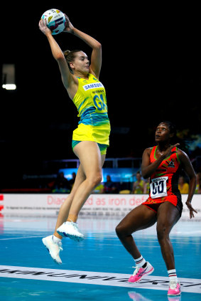 Kiera Austin takes a high ball.