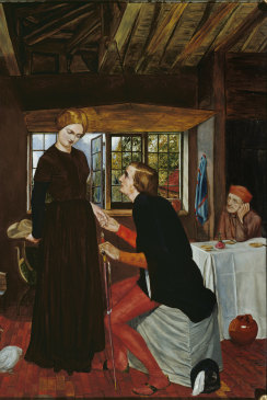 Frederic George Stephens, The Proposal (The Marquis and Griselda), c1850, oil on canvas, 80.6cm x 64.8cm. Bequeathed by H.F. Stephens, 1932. Tate.