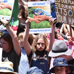 Hundreds of WA students protested outside Parliament House on Friday, voicing their concern over government climate change policies as part of a national movement. 