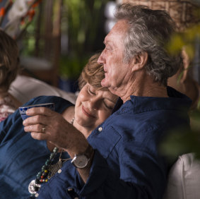 Facing the challenges of ageing: Greta Scacchi and Bryan Brown in Palm Beach.