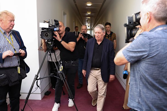 Dennis Richardson walks through the press gallery in Parliament House on Thursday.