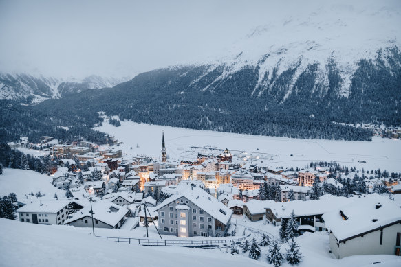 St Moritz Dorf in winter.