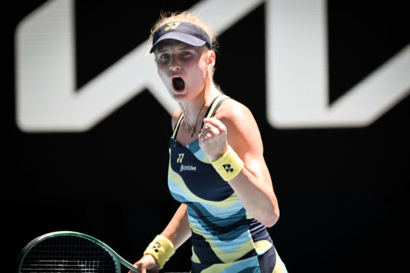 Dayana Yastremska savours her victory over Linda Noskova that booked her a place in the semi-finals of the Australian Open.