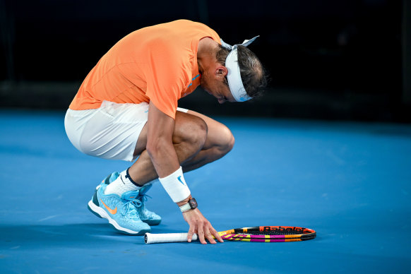Rafael Nadal flew out of Australia after receiving scans in Melbourne which confirmed a hip flexor injury.