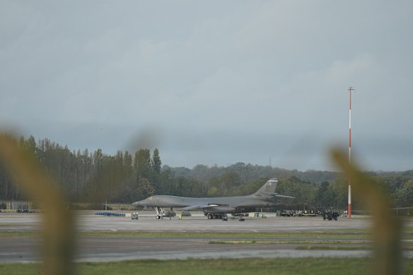 A US Air Force B-1 bomber at RAF Fairford on Sunday.