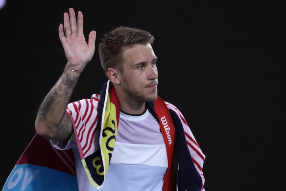 Alex Molcan of Slovakia looked likely to cause an upset on Margaret Court Arena but couldn’t overcome Felix Auger-Aliassime.