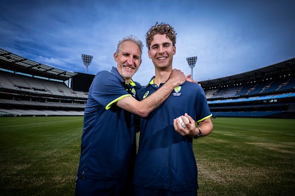 Former fast bowler Jason Gillespie with his son Jackson.