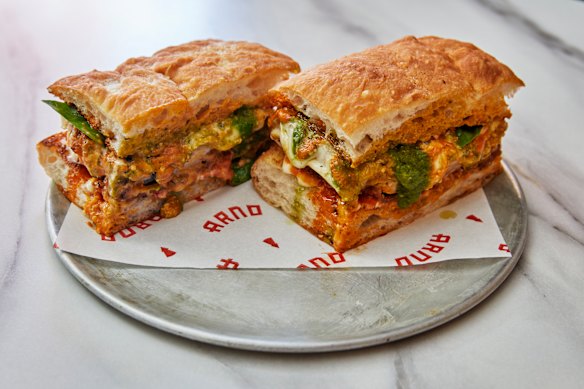 Schnitzel, smoked provolone and sugo.