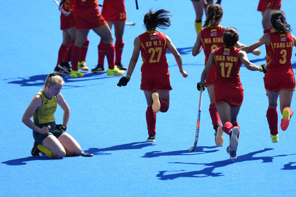 The Hockeyroos were devastated at full-time.