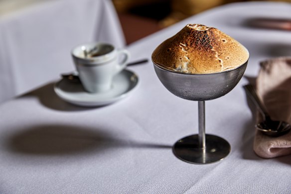 Osteria Luna bombe “gelaska” with pear and zabaione.
