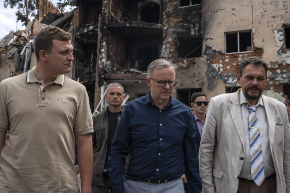 Prime Minister Anthony Albanese visits war-torn Irpin, Ukraine.