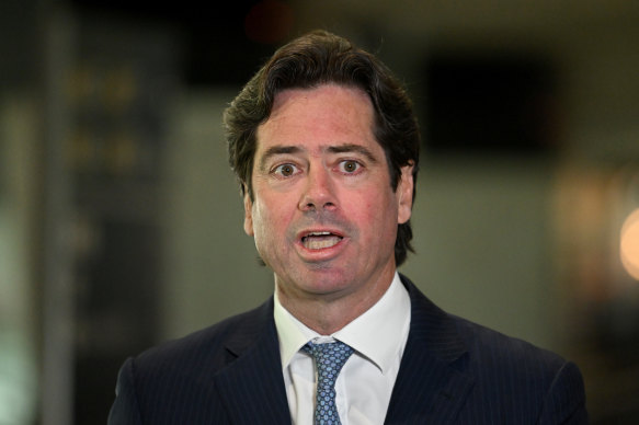 AFL chief executive Gillon McLachlan speaking to the media on Wednesday. 