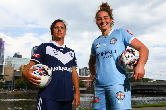 It's the W-League Melbourne derby this weekend: Victory's Lisa De Vanna and City's Jenna McCormick.