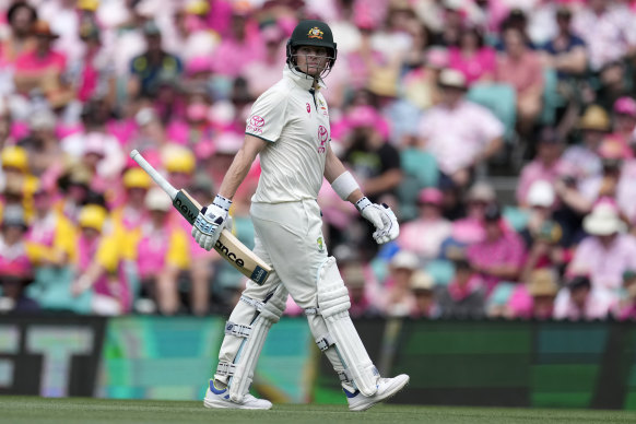 Steve Smith after his dismissal on day three.