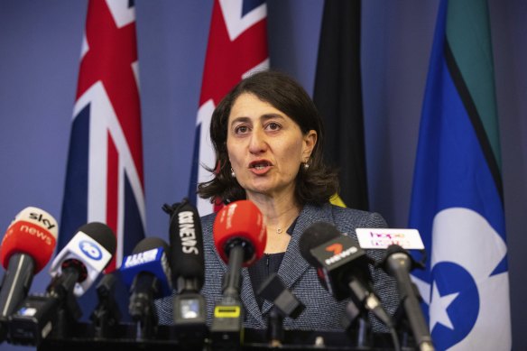 Gladys Berejiklian announcing her resignation as premier on October 1, 2021.