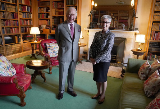 Linda Dessau at an audience with King Charles III in Scotland in October.