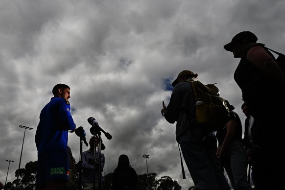 Dylan Brown fronts the media for the first time since agreeing to a 10-year deal with the Knights from next year.