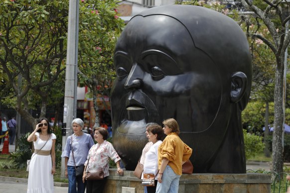 A sculpture by Fernando Botero at Botero Park in Medellin, Colombia.