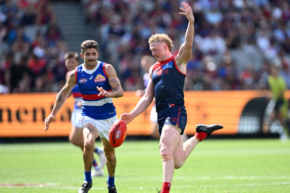 Clayton Oliver starred for the Demons on Sunday in their win over the Western Bulldogs.
