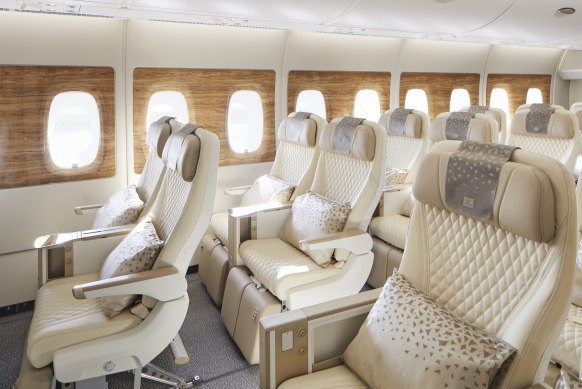 Premium economy is available on the refurbished planes.