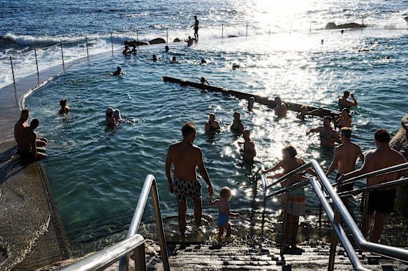 Swimmers cool off at Bronte Baths on Friday.