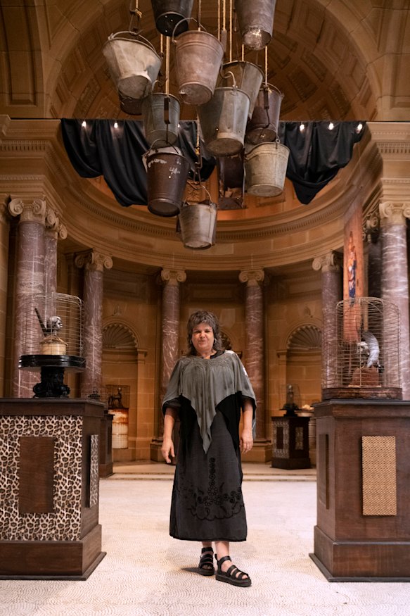 Indigenous artist Karla Dickens at the Art Gallery of NSW as part of the provocative Biennale of Sydney 2020.
