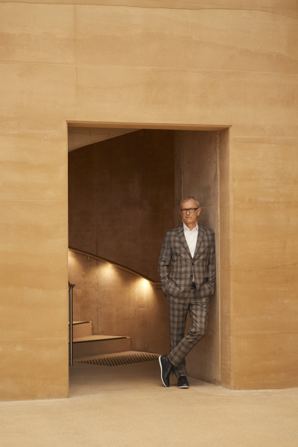 Critique is “an essential part of art and urban history” says Michael Brand. “So you have to listen to criticism, you’d be very foolish not to, but anything that’s personal, you just zone out.” Brand is pictured here standing against the rammed earth wall, one of his favourite parts of the new gallery.