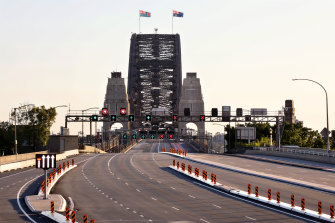 An empty Sydney Harbour Bridge during the COVID-19 shutdown.