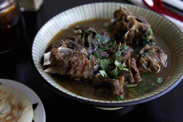 Lamb spine soup with fennel, lemongrass and orange rind.