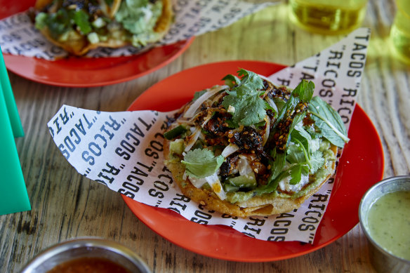 Kingfish and coconut tostada.