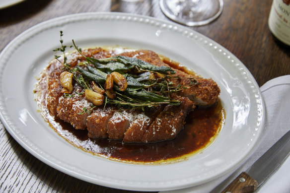 Go-to dish: Crumbed Berkshire pork cutlet with beurre noisette.