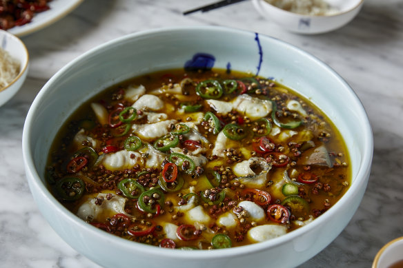 Go-to dish: Fish fillet with Sichuan pepper in hot chilli oil.