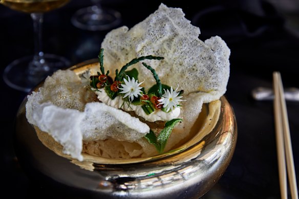 Rice cracker and John dory tartare.