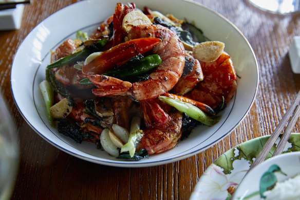 Hunan-style tiger prawns at The Chairman.