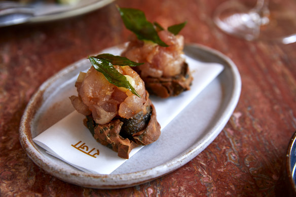 Albacore on toast is part of the set menu at Raja.