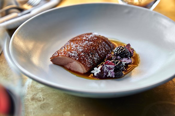 Pasture-raised Maremma duck, cherry, blackberry, rosehip and Kampot pepper.