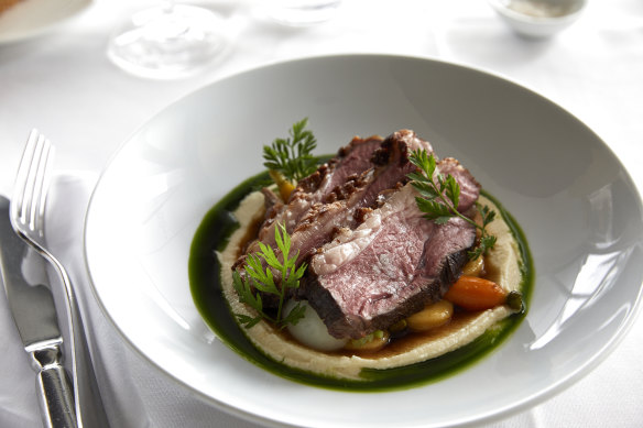 Go-to dish: White Pyrenees lamb rump with potato dumplings, celeriac and heirloom vegetables.