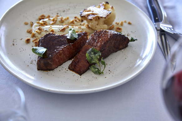 Wagyu with cauliflower, hazelnut and Sichuan pepper.